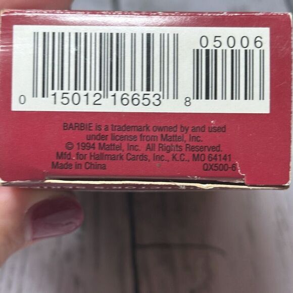 Hallmark Barbie Keepsake 1994 Ornament Debut 1959 Blonde Hair Striped Swimsuit - Picture 4 of 5